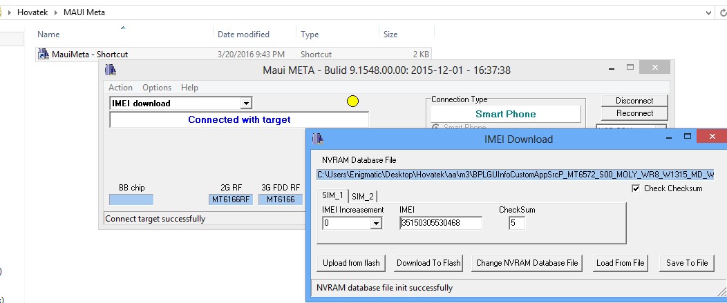 maui meta 3g imei change