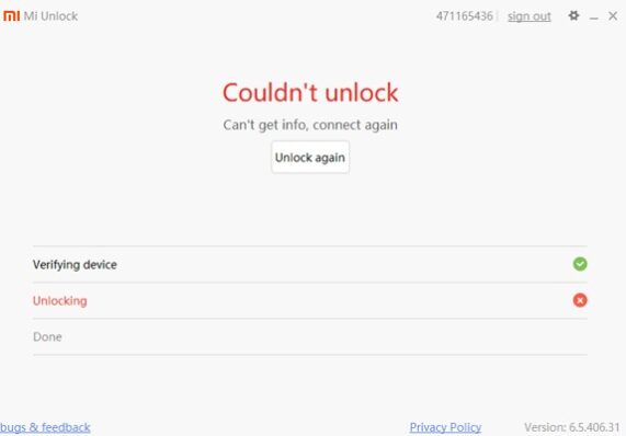  Solved MI Flash Unlock Couldn t Unlock Can t Get Info Connect Again 
